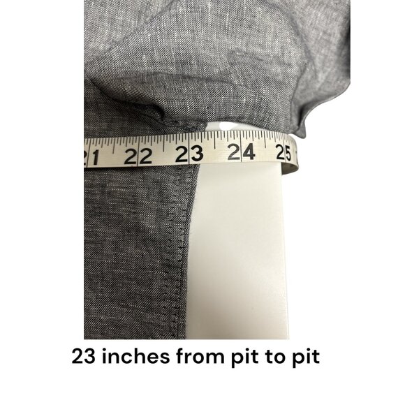 Loose-Fit Gray Split Neck Cotton Shirt By Trafaluc Denimwear - Picture 7 of 8